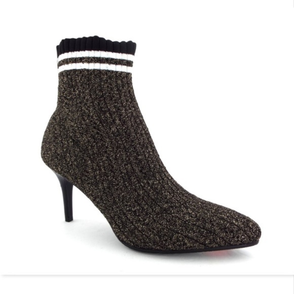 New STUART WEITZMAN Metallic Knit Sock Booties 8.5 - Picture 4 of 8